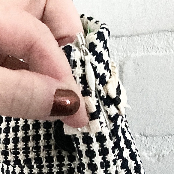 Maxmara Weekend Mini Pencil Skirt Tweed Textured Cream Black Sz 12 Tall - Picture 7 of 13